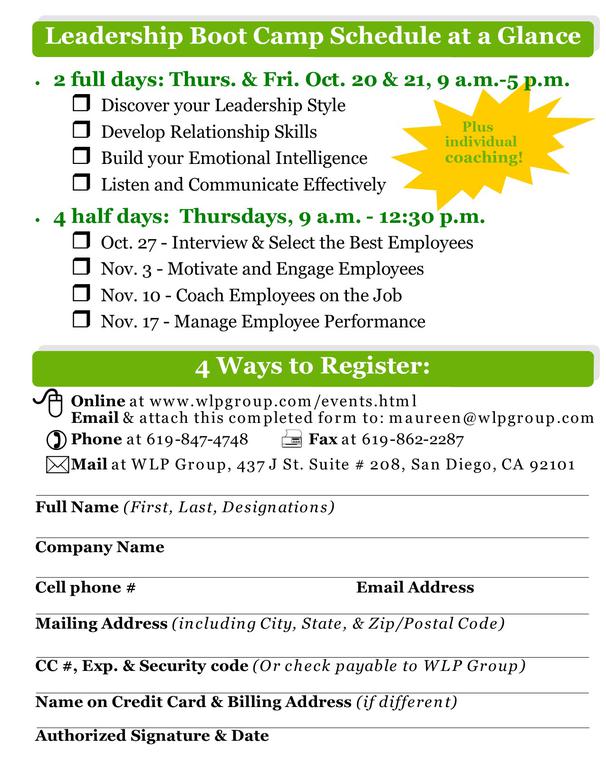 Boot Camp Registration Form